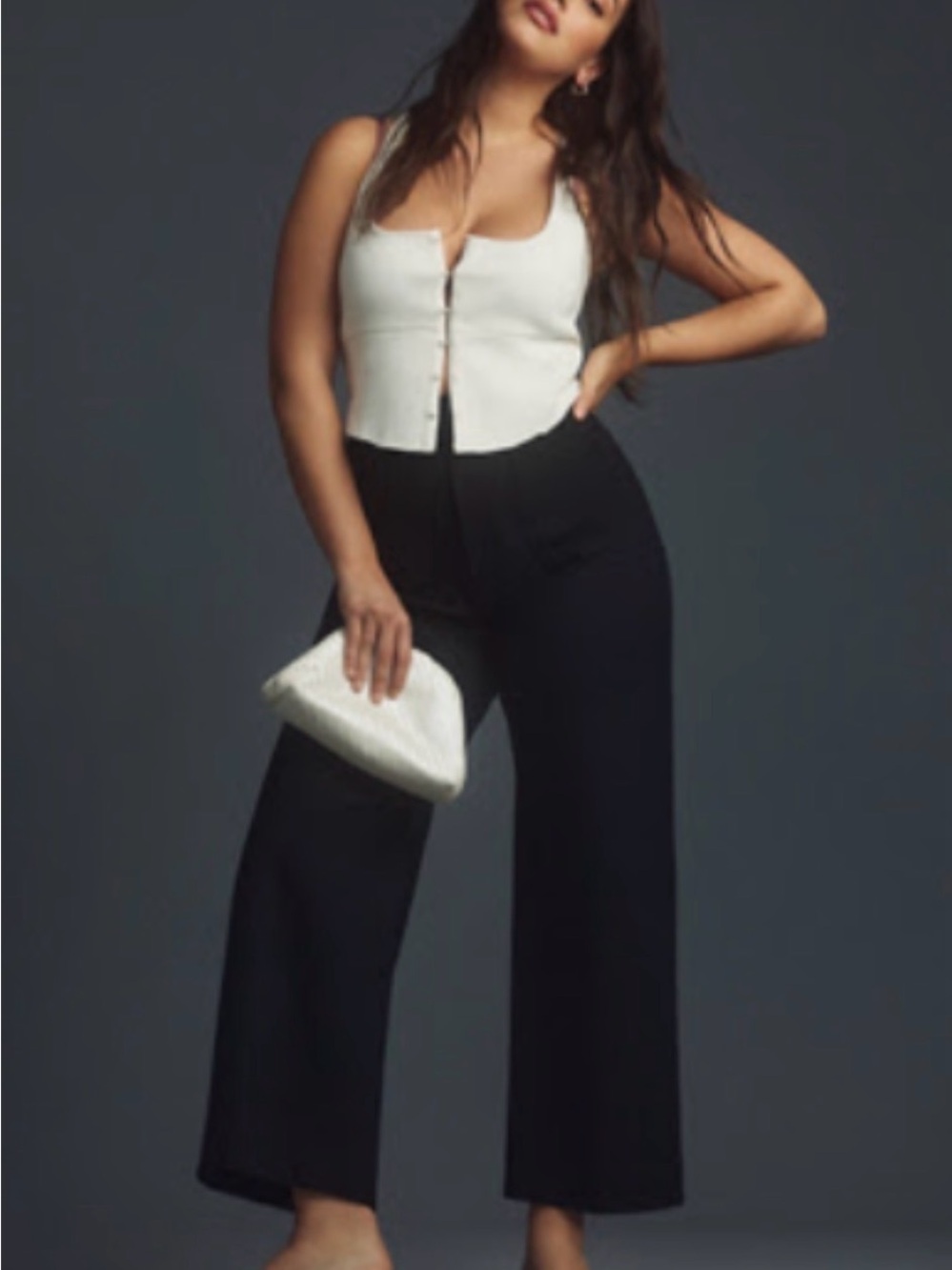 Maeve Black High-Waist Wide-Leg Pants